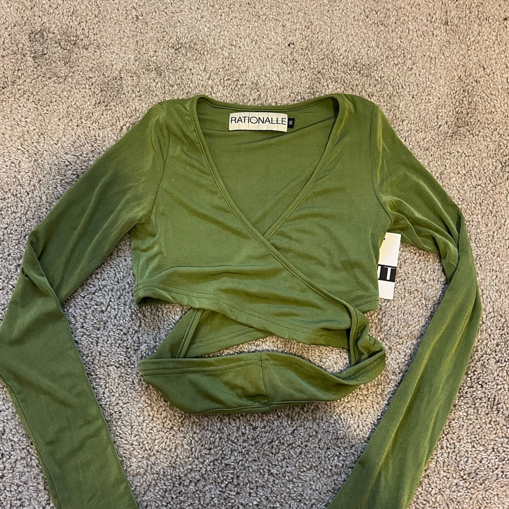 Olive Green Wrap Top